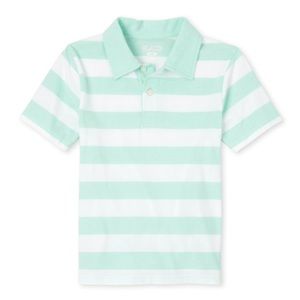 NWT PLACE Boys Sea Green Striped Polo Shirt XS(4)
